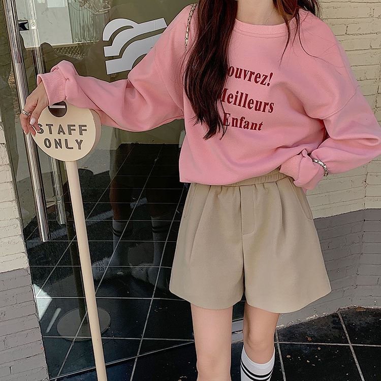 [Timely rain] Korean style ins retro high waist loose elastic waist thick casual shorts Q1719# WPL