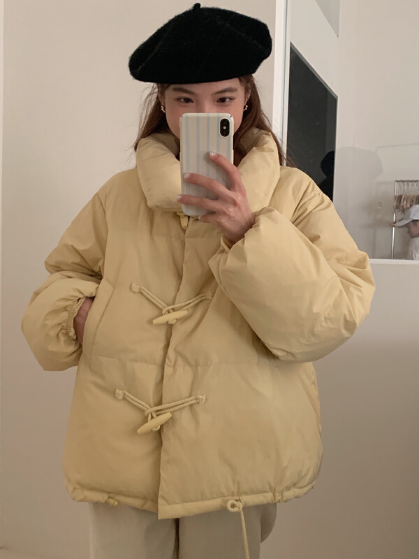 [LOVELY/SHMILY] Stand collar horn buckle white duck down jacket down jacket S2271