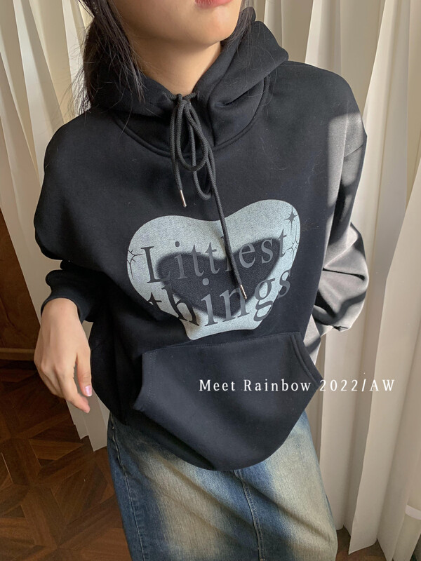 【MEET RAINBOW】 Heart Hooded Print Sweatshirt 08583# LSL