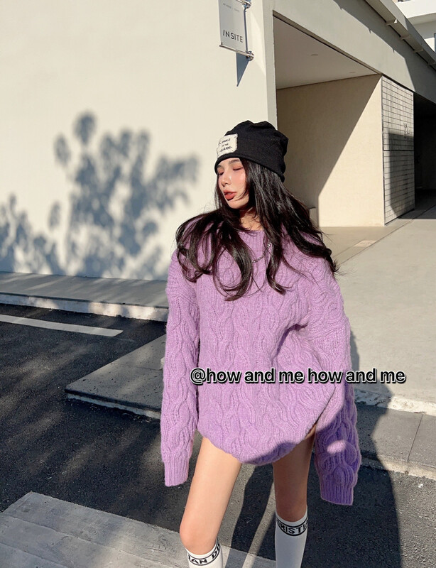 【 HOW AND ME Cheng Xi 】Korean Lazy Fashion Loose Thick Pullover Sweater (Including 30 Rabbit Fur Warm Sweater 9911# CQW