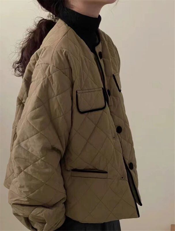 【TN】Korean style all-match color rhombus thermal padded jacket 1433# CLS