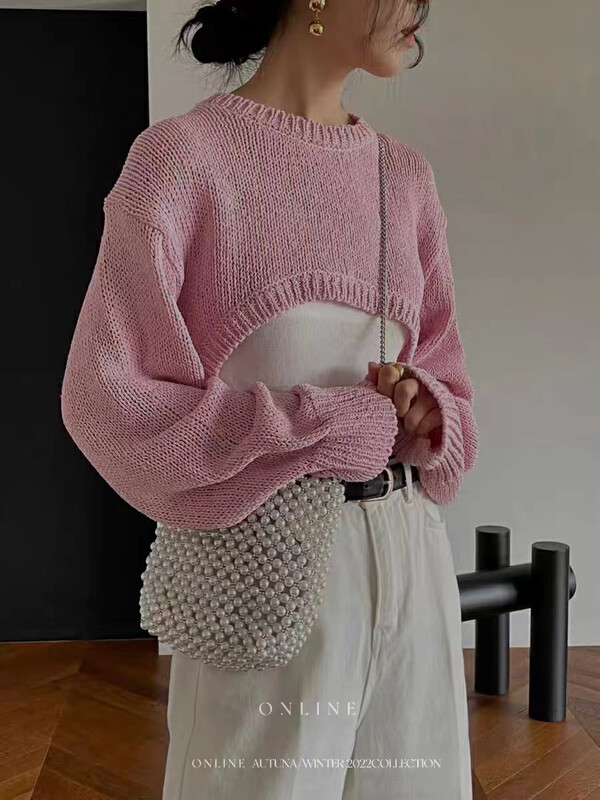 Original price 98.99! [ON LINE] Small design round neck pullover sweater 2313