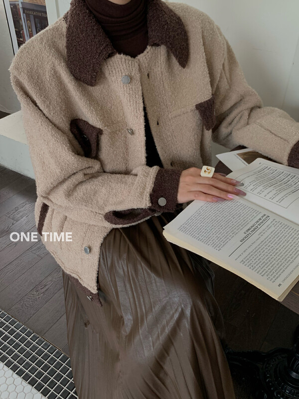 【ONE TIME】Korean Style Colorblock Cardigan Warm Sweater OT7663# JHY