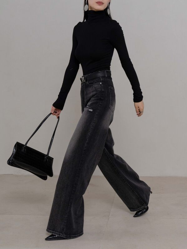 【WHITE】Korean style solid color all-match jeans k76996# GY