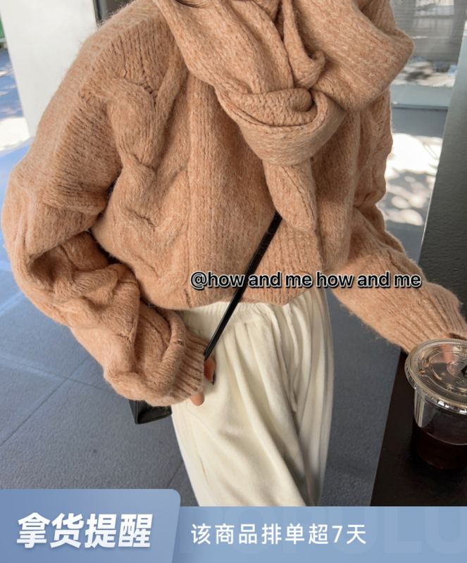 【 HOW AND ME Cheng Xi】Fashionable and versatile Korean style sweater cardigan can be used as a base (with scarf) knitted sweater (with scarf) 9909# CQW