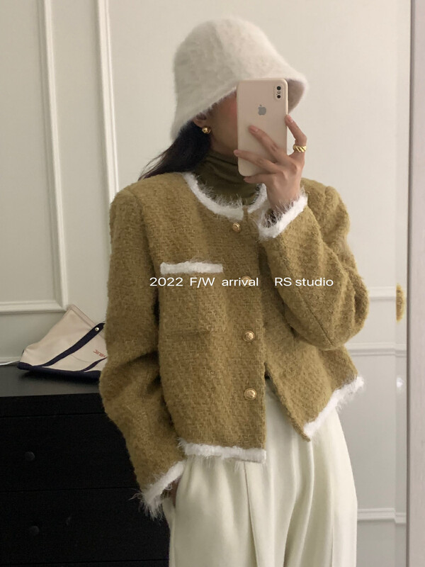【RS】Round-neck color-blocked beard Xiaoxiang warm down jacket LL0281# FHX