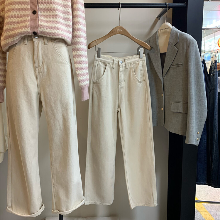 【LOVELY/SHMILY】Korean high waist all-match casual cowboy pants casual pants H2108