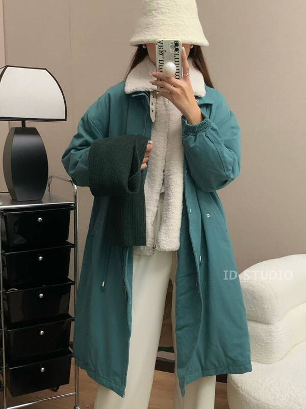 【I-D】Korean style loose fake two-piece thermal down jacket (80% white duck down) R8021# L