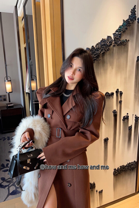 [ HOW AND ME Cheng Xi] Temperament big-name fan full woolen long coat coat coat (with belt) 5171# CQW