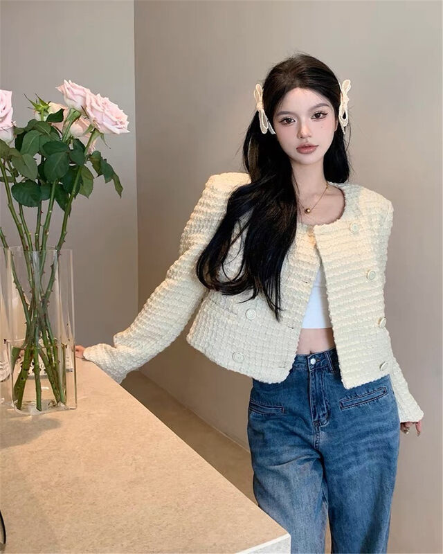 【LINNA】French Retro Small Fragrance Short Jacket (Without Brooch) 124840# JJ