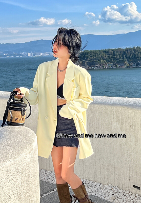 Original price 157.79! [ HOW AND ME Cheng Xi] Korean version of the letter printed loose suit YS1-8026-ys2