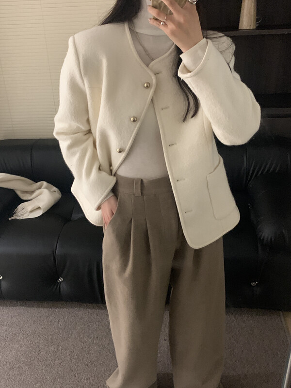 [ON LINE] Korean standard high-quality 100% wool French simple atmospheric wool coat containing 100 wool 7223