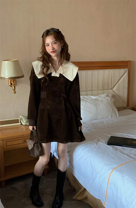 [Timely rain] Korean style ins retro temperament dress 0895# WPL