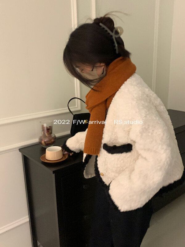 【RS】Contrast color round neck single-breasted short coat KL8126# FHX