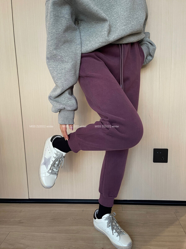 【MISS ZI】Winter composite thickening thin sweatpants casual pants 3525