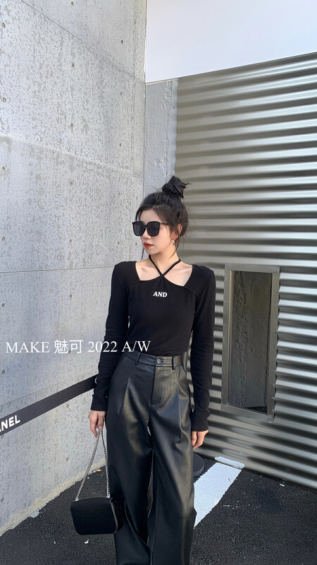 [MAKE Charm] Temperament Woman Alphabet Print Shirt 80110# OZQ
