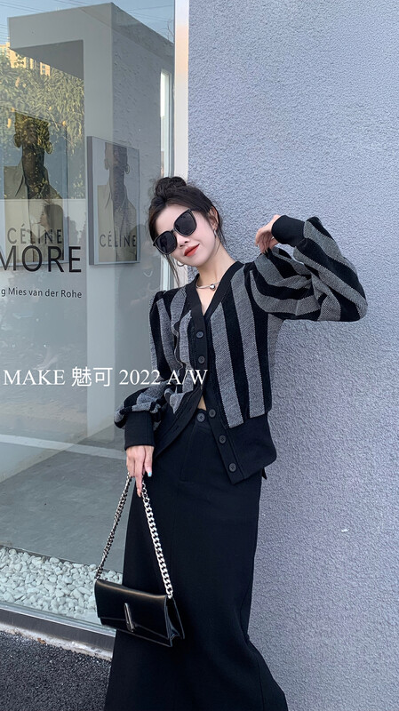 [MAKE Charm] Temperament Premium Breasted Puff Sleeve Short Jacket 50423# OZQ