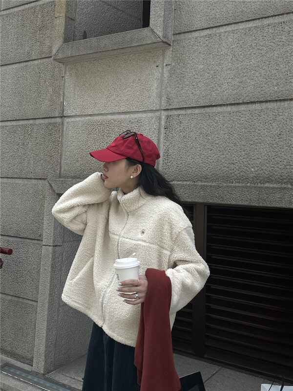 【TN】Korean style all-match fashion imitation lamb wool short coat T1424# CLS