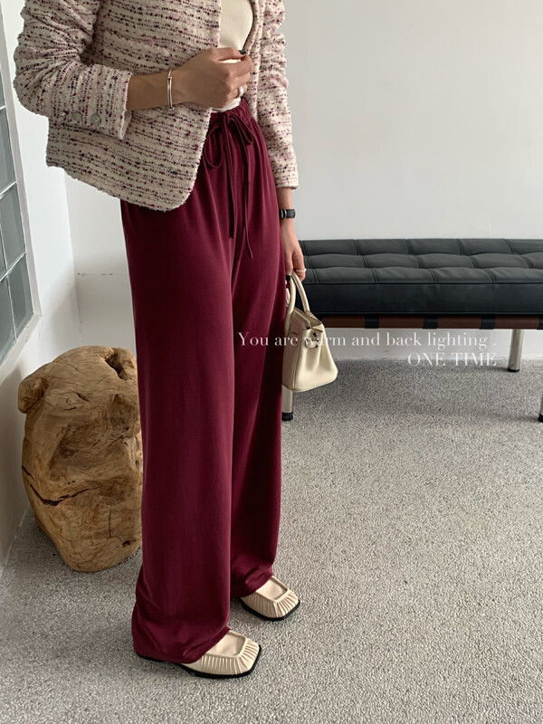 【ONE TIME】Simple Solid Color Elastic Waist Strap Casual Pants YS1-27636-2# JHY