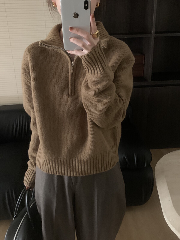 【ON LINE】100% wool Korean style simple stand-up collar loose pullover warm sweater (including 100 wool) PA592# JHY