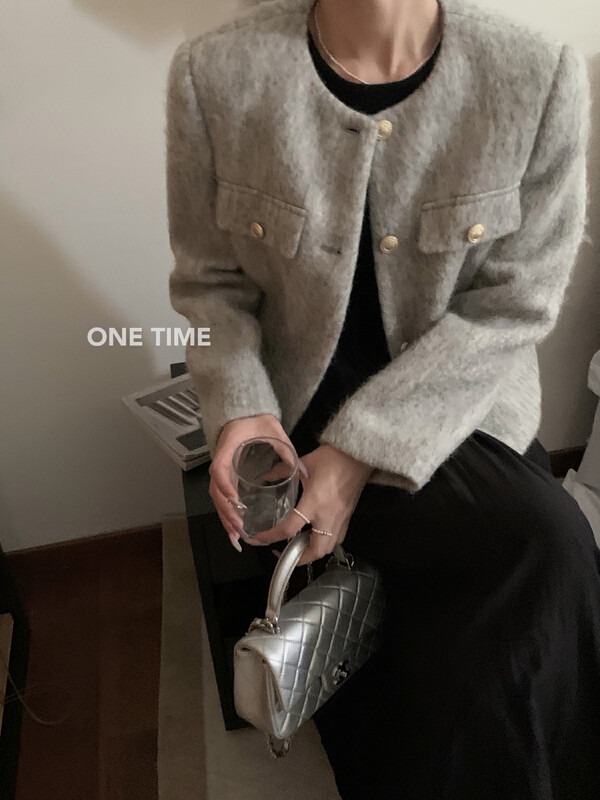 【ONE TIME】French retro single-breasted textured fashion short coat XW5309# JHY
