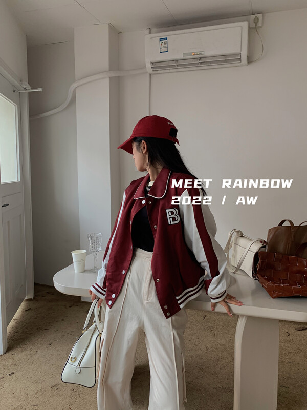 Original price 168.99! New in autumn! [MEET RAINBOW] Casual loose color-blocking short coat 09115# LSL