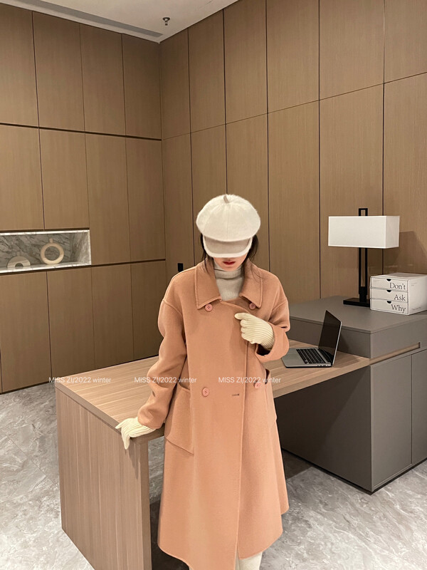 【MISS ZI】Korean version of temperament goddess double-sided wool coat 100% high count wool 77609