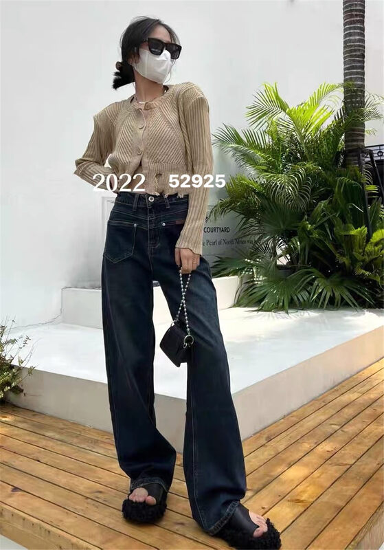 【OKD】Korean style stretch all-match mopping composite fleece jeans 52925# GY