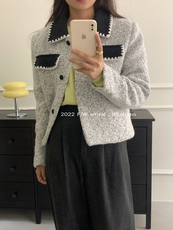 【RS】French Contrast Collar Xiaoxiang Warm Down Jacket KL8095# FHX