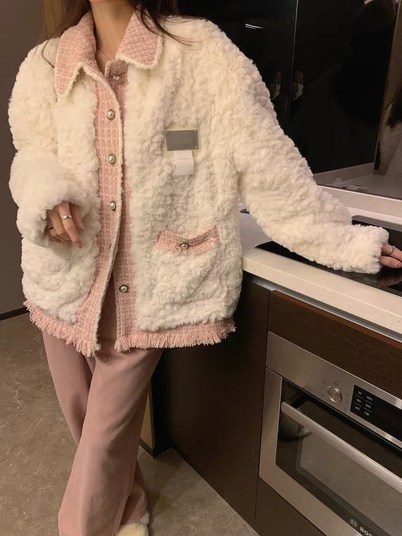 【Ouzhengsha】 Small fragrance stitching eco-friendly wool warm cotton jacket 19521# JJ