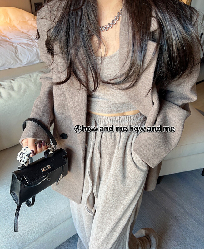 【 HOW AND ME Cheng Xi 】Commuter simple all-match bottoming suit wide-leg pants suit 5182