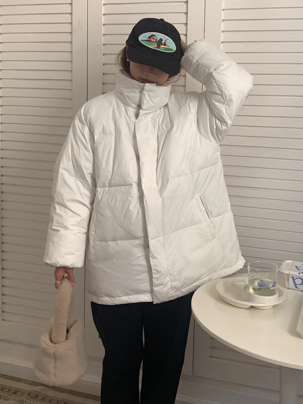 【LOVELY/SHMILY】Korean version of simple and versatile stand-up collar mid-length down jacket short jacket S2529