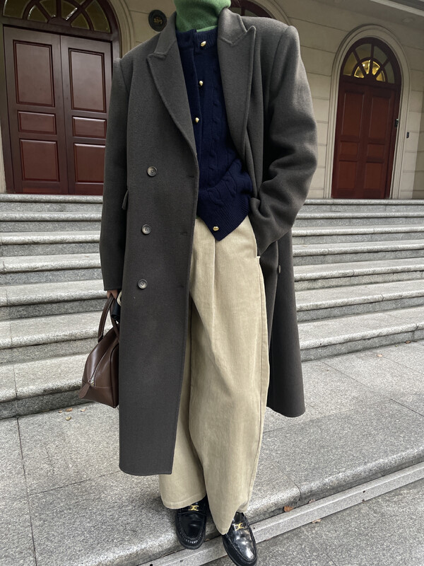 [ON LINE] Korean standard high-end double-sided cashmere simple and atmospheric long double-breasted wool coat with 100 wool SY-3329