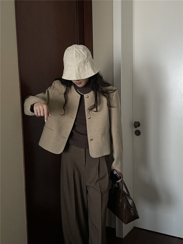 New in winter! [TN] Korean style simple breasted casual short coat 1342# CLS