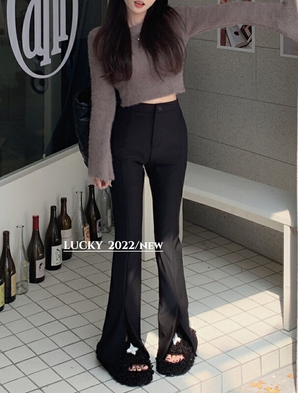 【LUCKY】High-waisted, slim and tall all-match flared casual pants 1226# ZXX