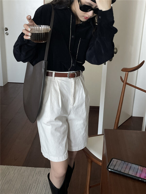 【TN】Korean Style Versatile Loose Corduroy Casual Shorts T6097# CLS