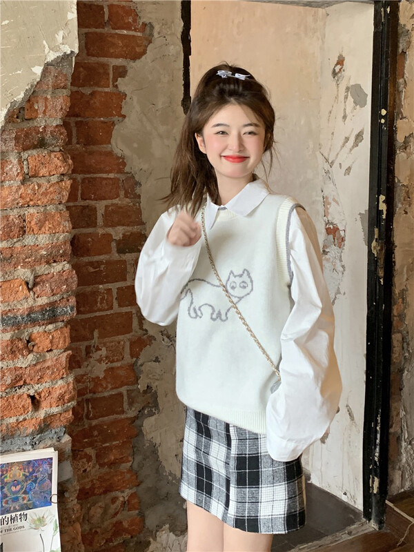 [Timely Rain] Hanfeng ins sweet college style vest (only vest) 20478# WPL