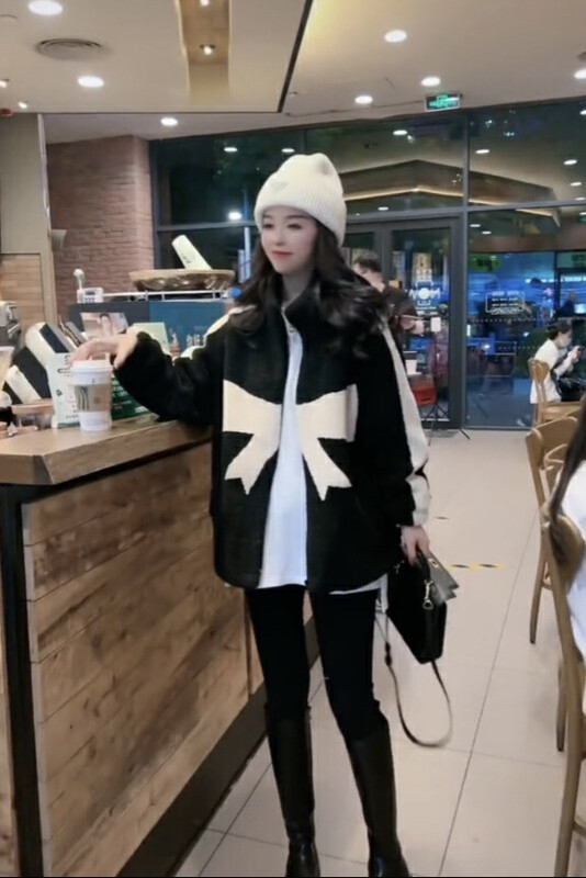 Original price 108.99! [Ou Zhengsha] Korean version of the bow color matching short coat 19303# JJ