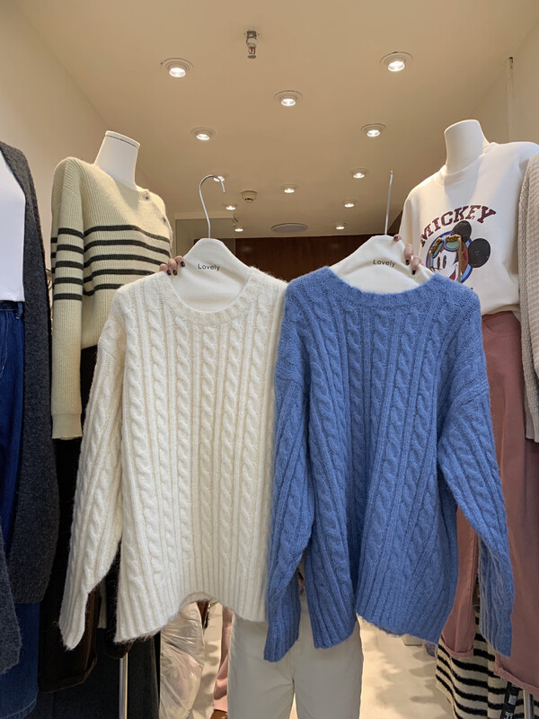 【LOVELY/SHMILY】Lazy Twist Knit All-match Sweater Warm Sweater M0900# FHX
