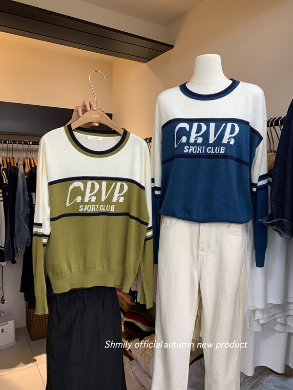【LOVELY/SHMILY】Korean version of Western style alphabet all-match sweater sweater HM0053