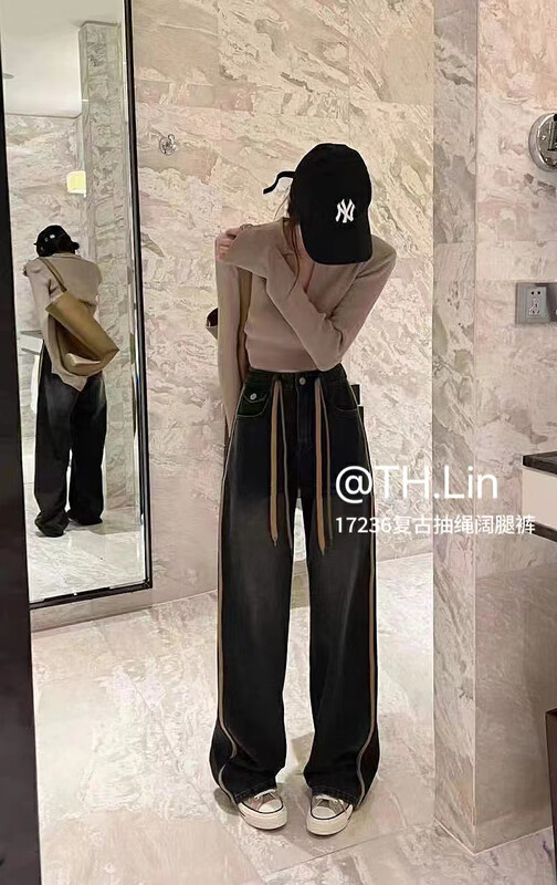 Original price 91.99! 【T.H】Western style simple all-match wide-leg jeans 117236# LSW