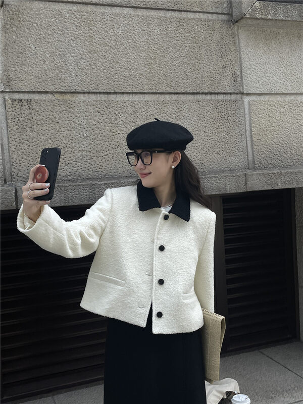 【TN】Xiaoxiang style temperament contrast color lapel short jacket T1430# CLS