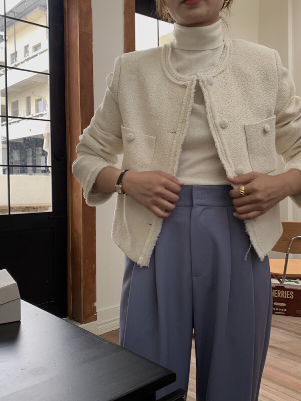 【ON LINE】Korean version of Xiaoxiangfeng ruffled temperament lady all-match short jacket with 20 wool 6737