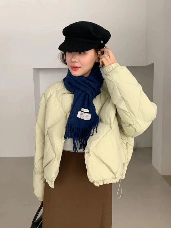 【RS】Round Neck Rhombus Short Warm Down Jacket (90% White Duck Down) KL8133# FHX