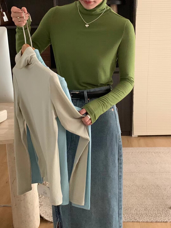 【ON LINE】Korean standard!  17 color running volume toning cotton skin-friendly must-have turtleneck bottoming shirt SY32229