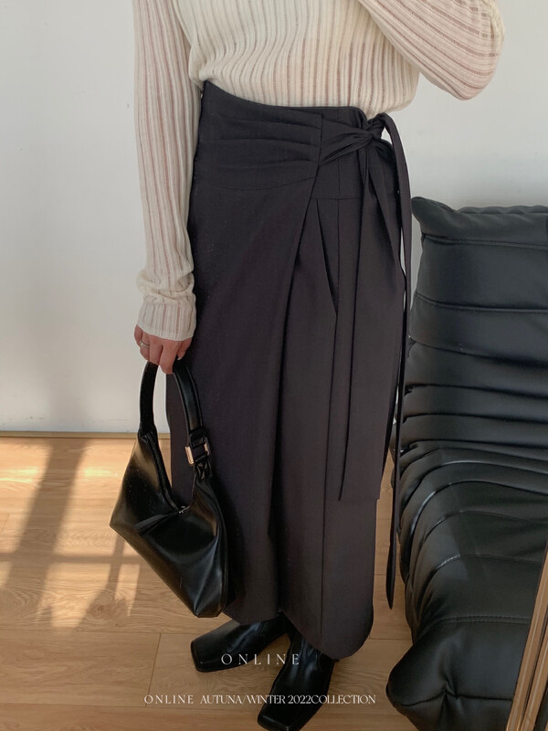 【ON LINE】Temperament one-piece lace-up high-waist slim skirt 7195