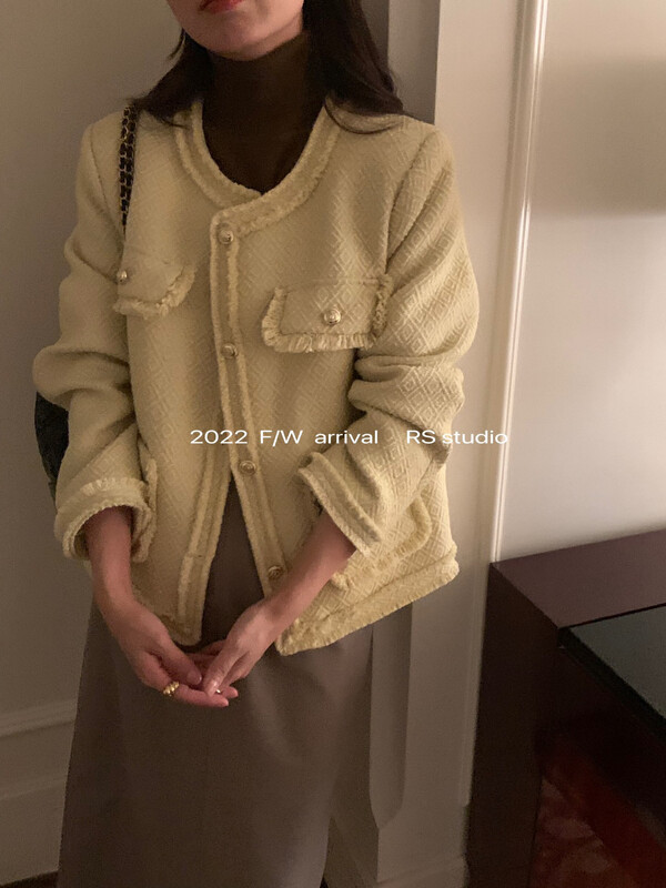 【RS】Small Fragrance Round Neck Double Pocket Warm Down Jacket (90% White Duck Down) KL8101# FHX