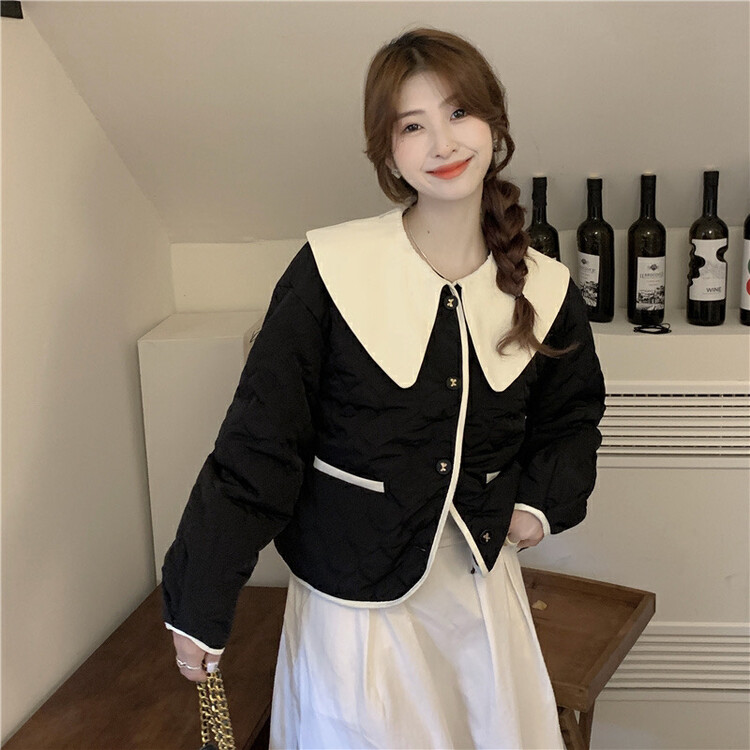 [Timely rain] Korean style ins sweet little fragrance wind doll collar warm padded jacket M177# WPL