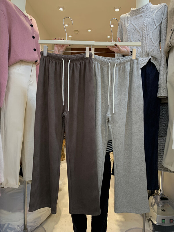 [LOVELY/SHMILY] High waist and thin simple drawstring corduroy wide-leg pants casual pants S2330