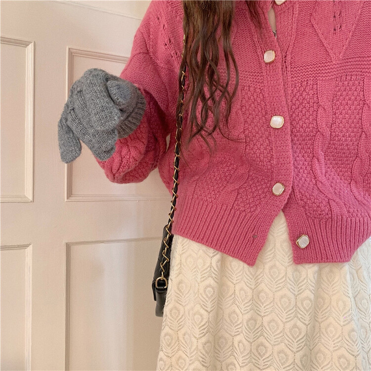 [Timely rain] Korean style ins macaron exquisite hemp pattern long-sleeved warm sweater 80825# WPL